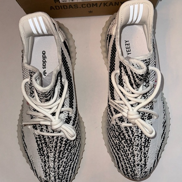 adidas Other - Adidas Yeezy Boost 350 V2 Zebra Print Sneakers White/Black/Red NEW